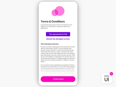 089 Terms Of Service challenge dailyui dailyuichallenge day89 terms of service