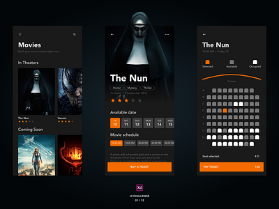 UI Challenge 01/12 app design home interface layout mobile movie movie ticket pay payment ticket ui ui design ux