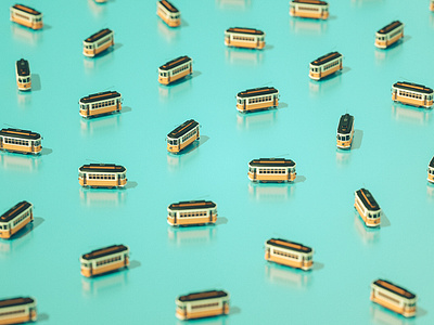 Porto Tram Pattern 3d cinema 4d design illustration motion graphics octane render pattern transport
