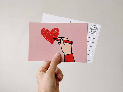 Valentine's Postcards etsy galentines day greeting card hand handmade heart illustrated postcard kelowna valentines day