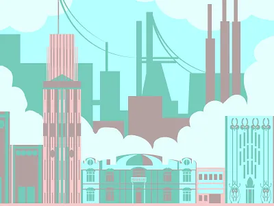 mistcity illustration landscape surface design vector