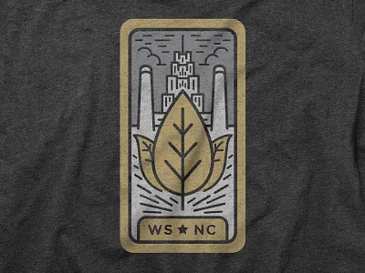 WS-NC Heritage Badge architechture badge building design illustration logo mono line north carolina skyline t shirt tobacco vector winston salem