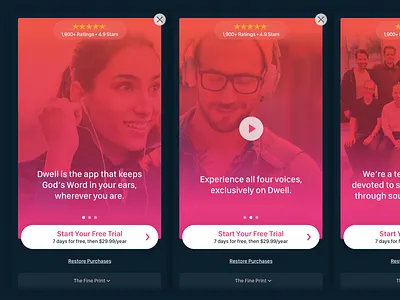 Dwell Onboarding app cards gradient onboarding