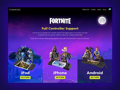 Gamevice - Fortnite Landing Page design fortnite game design landing page product reponsive ui ui ux design ui design uiux user interface ux visual composition
