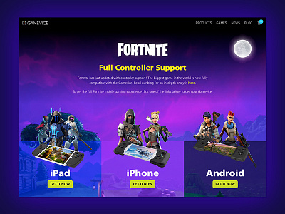 Gamevice - Fortnite Landing Page design fortnite game design landing page product reponsive ui ui ux design ui design uiux user interface ux visual composition