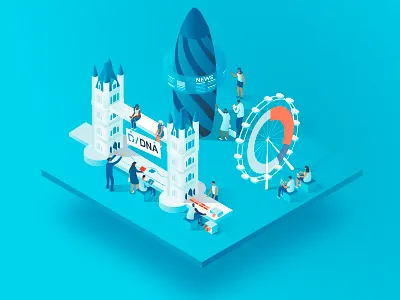 Daw Jones DNA event | London analitycs business characters collaboration data dmit event illustration isometric vector