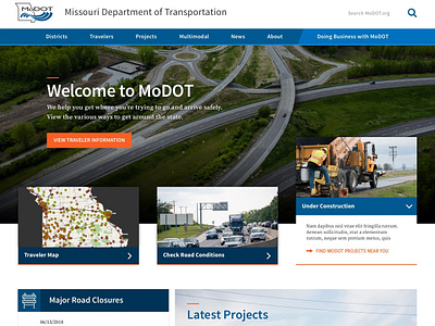 MoDOT Comp design government missouri modot transportation typography ui website