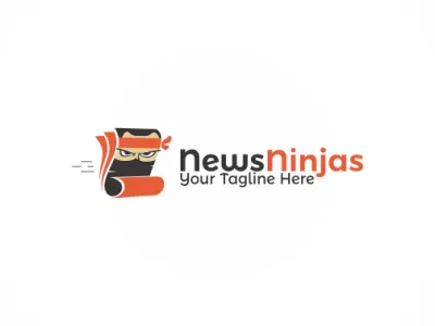 News Ninja Writer Logo author blogging copywriter fast journalis journalism letter logo marketing news ninja paper print report speed text type typewriter write writer