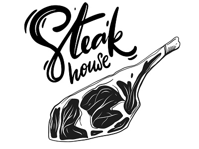 Steak House design icon illustration lettering logo meat sketch steak type typography vector