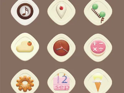 Dessert Icon app calculator calendar calll clock icon map music phone setting torch