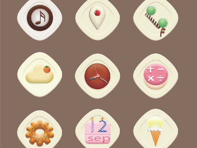 Dessert Icon app calculator calendar calll clock icon map music phone setting torch