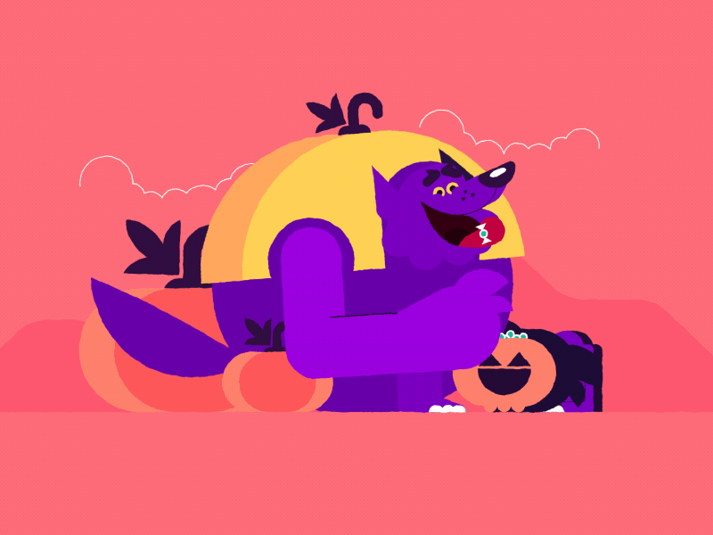 Wolf glutton animation character characters design gif halloween illustration illustrator motion pumpkin wolf