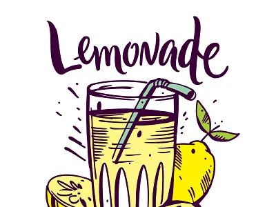 Lemonade cocktail design ice icon illustration lemonade lettering logo mint orange sketch summer type vector