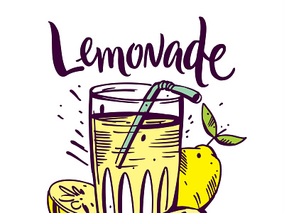 Lemonade cocktail design ice icon illustration lemonade lettering logo mint orange sketch summer type vector