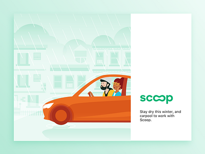 Seasons Messaging - Rain carpooling commute illustration rain