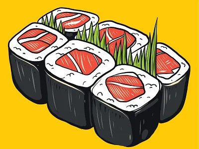 Japan Food Sushi design icon illustration japan japanese food logo orange sketch sushi vector