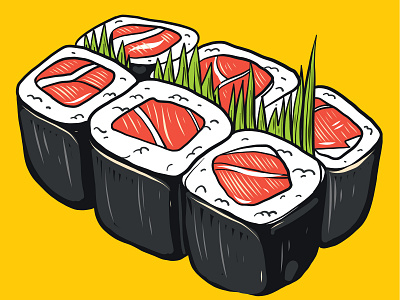 Japan Food Sushi design icon illustration japan japanese food logo orange sketch sushi vector