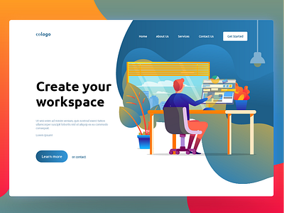 Workplace concept design illustration uiux