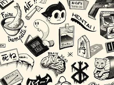 Paiheme スタジオ Tattoos 1 flash graphic graphic art graphic artist illustration japanese paiheme paihemestudio retro retro design tattoo vintage