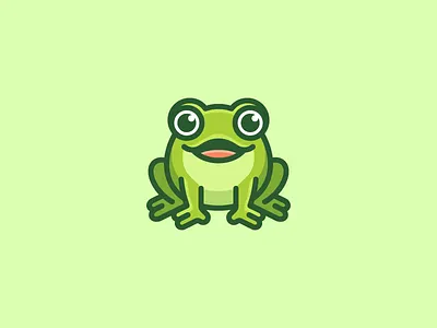 Frog bold outline brand branding cartoon flat character mascot clean simple cute fun funny draw drawing friendly happy frog animal geometry geometric green amphibia illustrative illustration logo identity mascot character personality personal smile smiling symbol icon