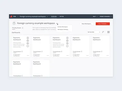 FNA Platform Dashboard b2b cards dashboard enterprise navigation sorting ux web