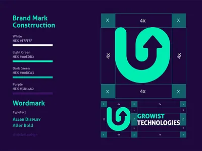 Brandmark algeria brand branding design dev digital glogo grow growist growth guideline hack hacking letterg logo logotype marketing agency stylguide tech technology