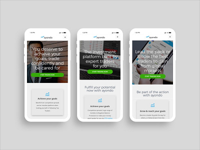 ayondo new corporate site - mobile view fintech mobile trading ui ux webdesign