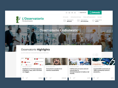 Osservatorio Findomestic | Desktop cards carousel credit card design finance flat green hero highlights homepage material design ui ux