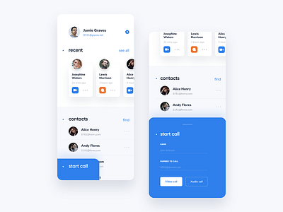 Home Screen for Video Call App app clean creative design inteface mobie ui uidesign ux video call app