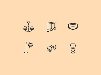 Home Icon Set alvodsgn black form furniture illustration line pastel set style