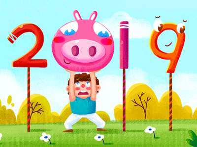 2019新年插画，behance横幅插图 插图