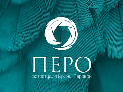 Logo for photo studio "Перо" corporate style design feather illustration lens diaphragm logo logo type minimalism photo photographer photographer logo silhouette