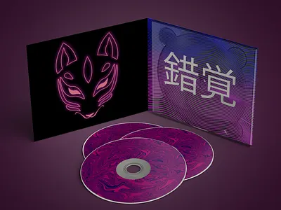 Kitsune Album Cover 80s style album cover album cover design album covers colors palette cyberpunk design gradient graphic art graphic design illustration japan lines linestyle purple retro retro design retrowave vector waves