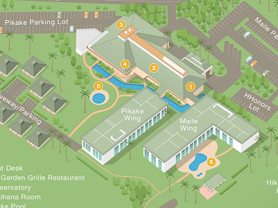 Hilton Garden Inn map, Kauai Wailua Bay, Hawaii 3d map hawaii illustration map map design map illustration vector