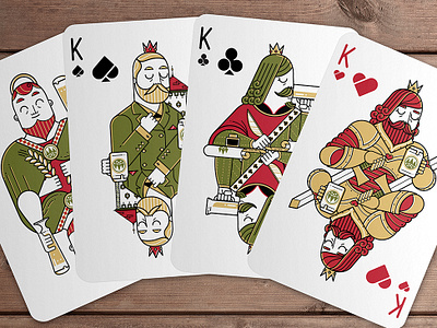 Beer playing cards - KINGS beer brewery characters illustrations kings moustache playing cards poker