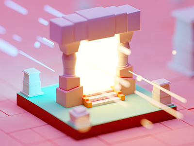 Portal c4d cinema 4d cinema4d concept fantasy game game building iso isometric lowpoly macro