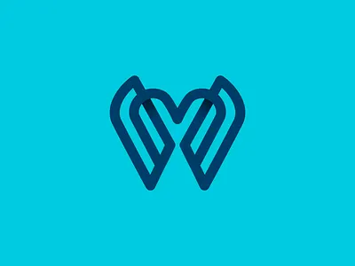 M heart blue combination creative heart icon initial initials logo a day monoline simple smart unique