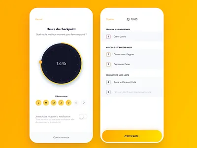 Productivity alarm alexandre lartique app checkpoint color design ios mobile productivity task ui ux