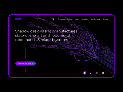 Shadow black design main page minimalistic purple robotics startup tech typography ui ux web website