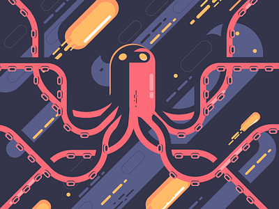 Octo flat design illustration illustrator minimal vector