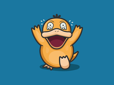 Scared Psyduck caseyillustrates flat illustration inktober pokemon psyduck scared scream shock surprise vector