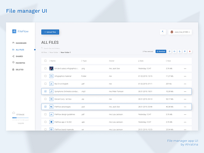 File Manager App UI ahratina app application application ui blue color design design app file file explorer file management file manager file sharing flat ui uidesign ux