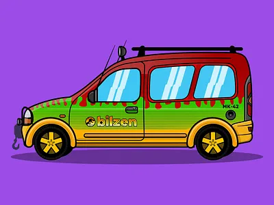 Bilzen Auto Jurassic Park Style affinitydesigner bilzen car design graphic illustration vector
