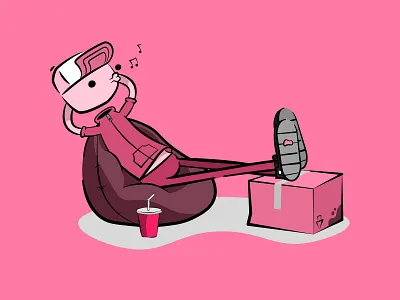 95% of the design process cartoon design cartoon illustration characer chilled flat hoodie person relaxed whistle
