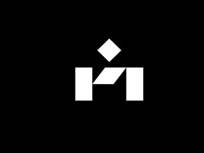 M letter abstract conection geometric minimalist modern solid star symbol