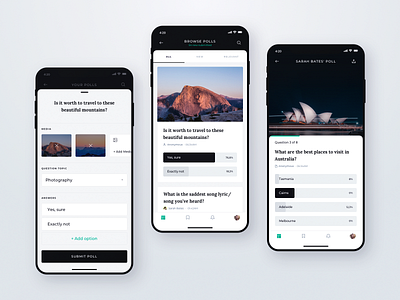 Online Polls iOs App analytics app clean design fireart fireart studio ios mobile polls product ui ux