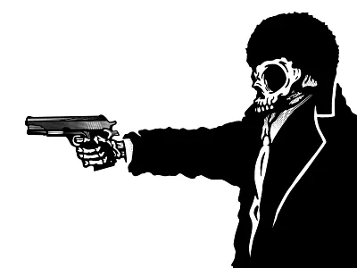 Ezekiel 25:17 bone death design digital drawing drawing grim reaper gun illustration movie pistol pulp fiction pulpfiction skeletal skeleton skull vector vector art