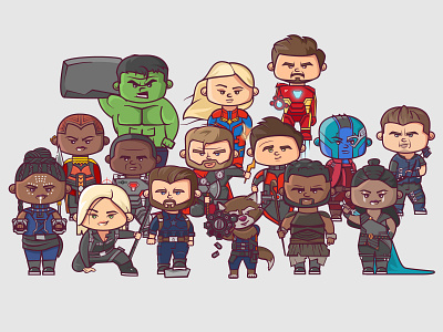 Avengers: Survivor Edition 2d avengers cartoon character cute end game flat illustration infinity war marvel vector