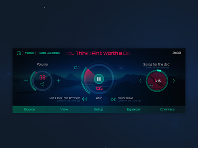 Car audio player UI in Sci-Fi style cockpit hmi sci fi ui