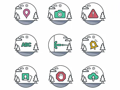 Icons for app app branding coloful design green icons icons set illustration location location app map message messages mobile red ui user ux vector yellow